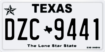 TX license plate DZC9441