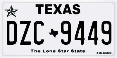 TX license plate DZC9449