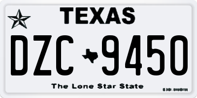 TX license plate DZC9450
