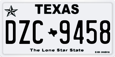 TX license plate DZC9458