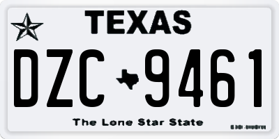 TX license plate DZC9461