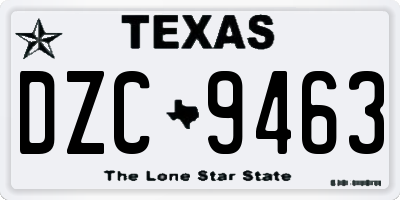 TX license plate DZC9463