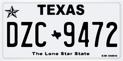 TX license plate DZC9472
