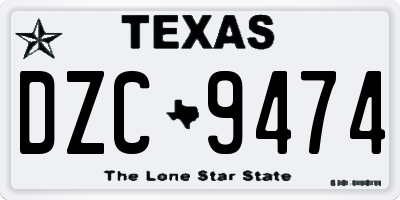 TX license plate DZC9474