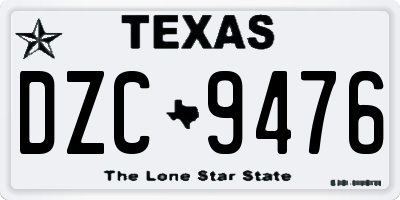 TX license plate DZC9476