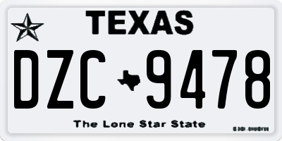 TX license plate DZC9478