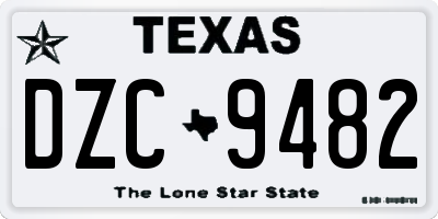 TX license plate DZC9482