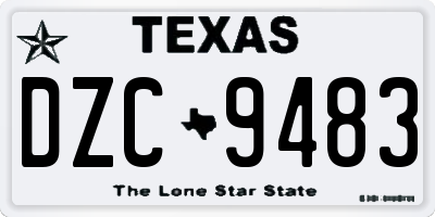 TX license plate DZC9483