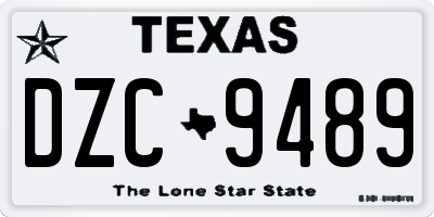 TX license plate DZC9489