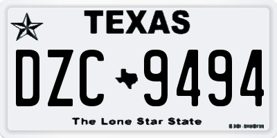 TX license plate DZC9494