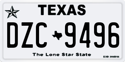 TX license plate DZC9496
