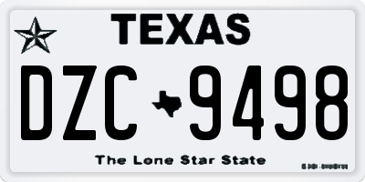 TX license plate DZC9498