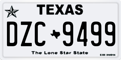 TX license plate DZC9499
