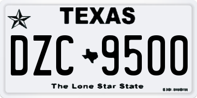 TX license plate DZC9500