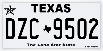 TX license plate DZC9502