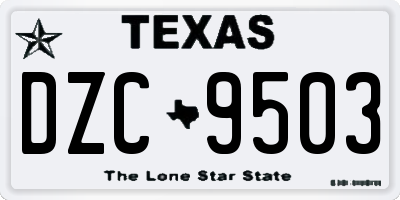 TX license plate DZC9503