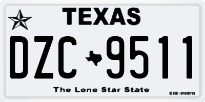 TX license plate DZC9511