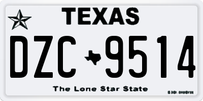 TX license plate DZC9514