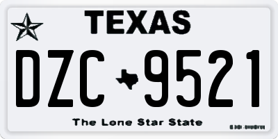 TX license plate DZC9521