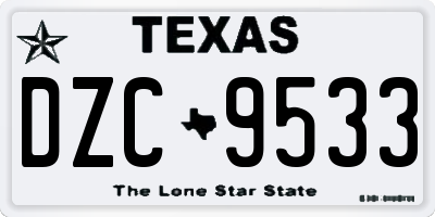 TX license plate DZC9533
