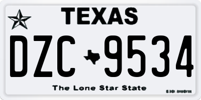 TX license plate DZC9534