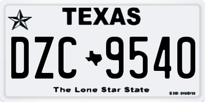 TX license plate DZC9540