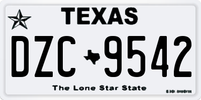 TX license plate DZC9542