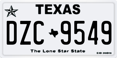 TX license plate DZC9549