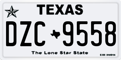 TX license plate DZC9558