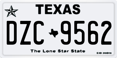 TX license plate DZC9562