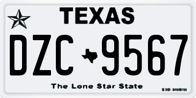 TX license plate DZC9567
