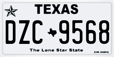 TX license plate DZC9568