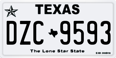 TX license plate DZC9593