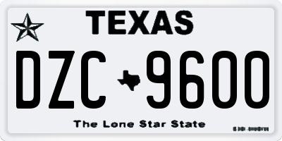 TX license plate DZC9600