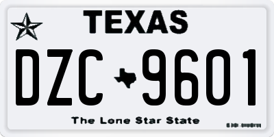 TX license plate DZC9601