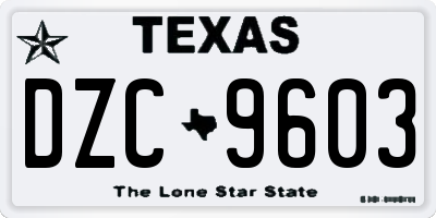 TX license plate DZC9603