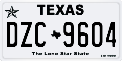 TX license plate DZC9604
