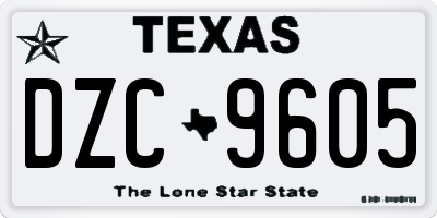 TX license plate DZC9605