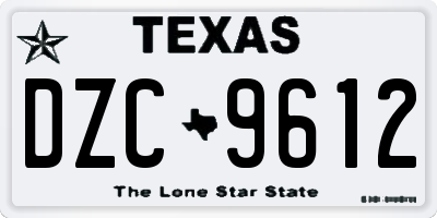 TX license plate DZC9612