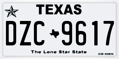 TX license plate DZC9617