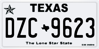 TX license plate DZC9623