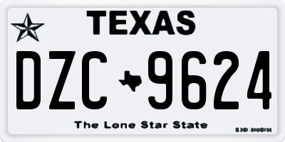 TX license plate DZC9624