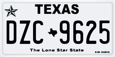 TX license plate DZC9625