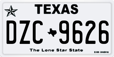 TX license plate DZC9626