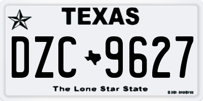 TX license plate DZC9627