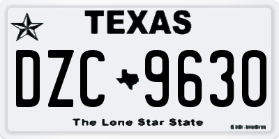 TX license plate DZC9630