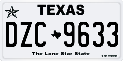 TX license plate DZC9633