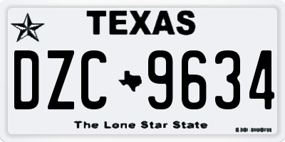 TX license plate DZC9634