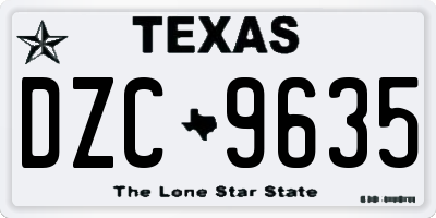 TX license plate DZC9635
