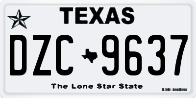 TX license plate DZC9637